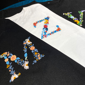 字母姓氏刺绣刻字情侣卫衣短袖t恤自绣手工diy材料包手工活送男友