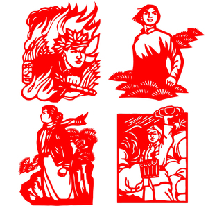 【一套4张】宣纸剪纸作业学习雷锋学校贴画刻纸烈士剪纸成品