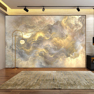 欧式轻奢简约现代电视背景墙壁纸3d抽象艺术云朵祥云装饰影视墙纸