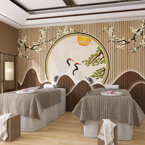 中式美容院背景墙客厅