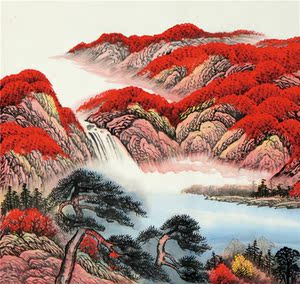 国画刘一民手绘横幅六尺山水画鸿运当头图字画收藏送礼装饰赠图册
