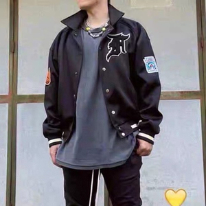 高街fog第五季主线刺绣勋章敬畏上帝棒球服飞行教练夹克外套男女