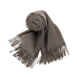 pringle of scotland 19秋冬纯色流苏羊绒围巾 灰色