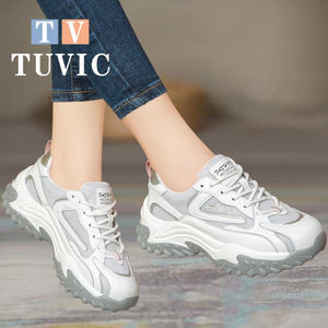 图维奇tuvic品牌厚底运动鞋女春季新款牛皮透气网面女鞋时尚简约