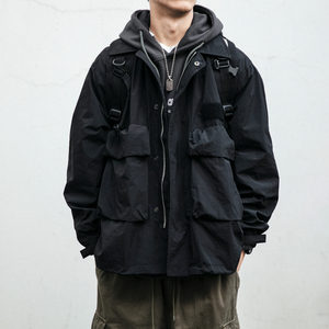 日潮大兜机能防水工装夹克男户外复古冲锋衣潮牌秋冬男女宽松外套