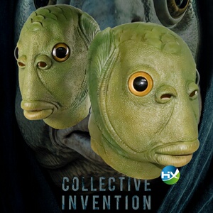 绿鱼人头套鱼精绿色大头鱼搞怪外星人面具鲤鱼精抖音鱼头怪cos