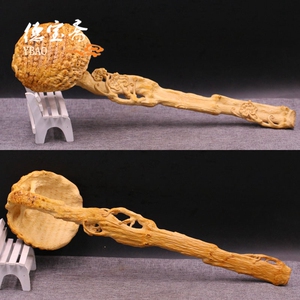 竹雕竹根雕精品名家杨吉精雕作品满钉灵芝如意手把件竹刻雕件摆件