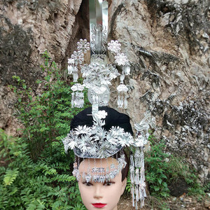 2019年春季新款侗族头饰舞台演出服苗银饰品花鸟发簪子直插流苏钗