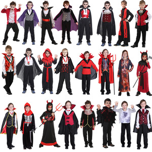 万圣节cosplay儿童吸血鬼衣服恶魔鬼骷髅套装化装舞会表演出服饰