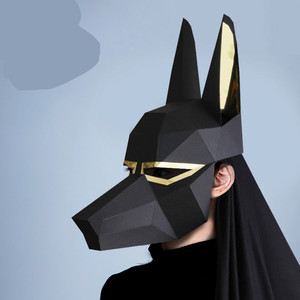 狗头人阿努比斯创意面具头套 纸质diy手工 个性酷帅蒙面歌手跳舞