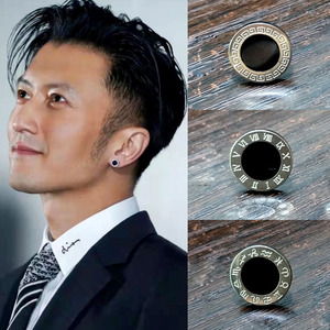 谢霆锋同款黑色耳钉男高级感潮设计感小众男士耳环痞帅单只耳饰品