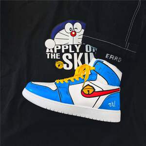耐克凡圣动漫联名哆啦a梦空军一号aj男鞋中学生高帮板鞋加绒球鞋