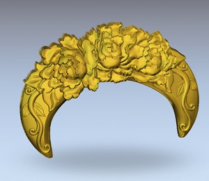 牡丹花梳子stl扫描图三维立体图圆雕图stl文件精雕图电脑雕刻3d
