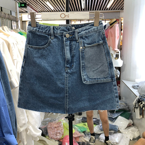 1cm韩版不规则牛仔短裙高腰百搭半身裙2021夏季新款修身a字裙2016