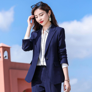 蓝色职业西装套装女春秋季正装高端时尚气质高级感小西服商务工装