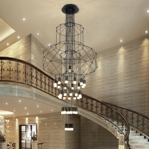 北欧创意几何旋转楼梯线条吊灯现代简约别墅大客厅复式高楼层吊灯