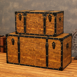 特大号木箱子密室逃脱道具箱复古工业风橱窗陈列装饰收纳箱储物柜