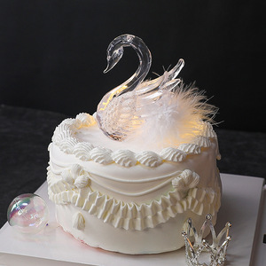 水晶天鹅装饰摆件浪漫唯美婚礼蛋糕甜品台婚庆羽毛天鹅装扮用品