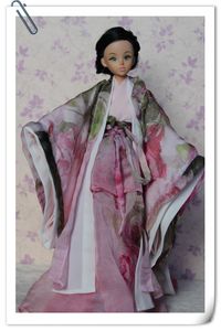 芭比娃娃配件服饰可儿衣服纯手工制作浅粉花朵四件套装古装