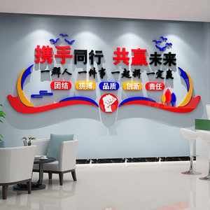 公司企业文化背景墙贴团队激励志标语会议办公室墙壁面装饰品挂画