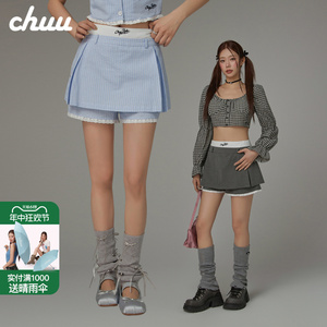 CHUU蕾丝拼接裙裤半身裙女2024年夏季新品甜美减龄百搭洋气短裙子