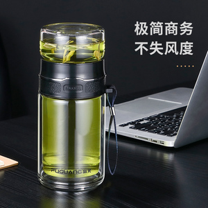 希诺官方旗舰店富光茶水分离杯500ml大容量双层玻璃杯男女个人专