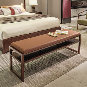 造诣新中式黑檀木轻奢床尾凳现代实木床尾沙发卧室床榻简约家具l8