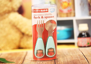 美国Skip Hop动物园系列宝宝餐具不锈钢叉子勺子叉勺儿童餐具套装