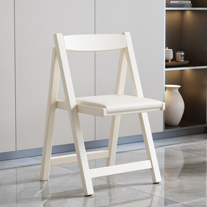 折叠椅子白色家用实木便携式餐椅简约折椅培训靠背椅办公椅户外凳