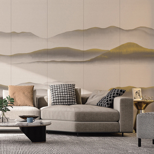 2069人付款淘宝电视沙发背景墙布田园大自然风景竹子荷花墙纸8d立体