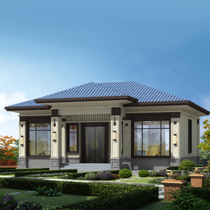 128农村一层自建房别墅设计图纸单层平房带院子乡村中式别墅