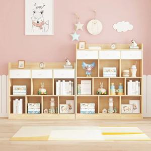 儿童实木书架简易书柜落地组合格子柜矮柜家用抽屉收纳置物柜定制