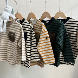 90-140日单儿童秋款条纹卫衣百搭休闲款男女童中性款 底部收边
