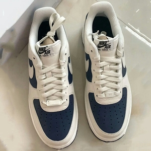 耐克nike air force 1空军一号男女新配色蓝白升级竖纹定制平板鞋