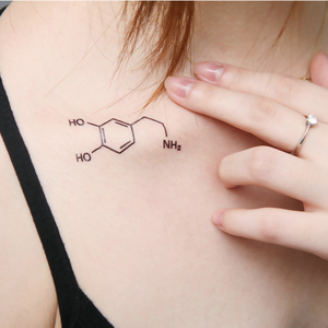 fn爱情多巴胺分子式心电图纹身贴女性感手臂胸前男士个性黑色仿真