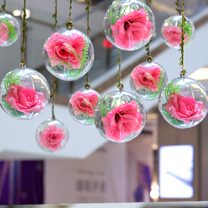 女神节室内布景春天的装饰主题布置商场挂饰金店橱窗创意透明花球