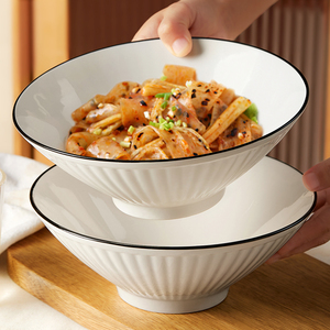 釉下彩陶瓷面碗家用面条碗拉面碗大号8英寸白色吃面碗大碗斗笠碗