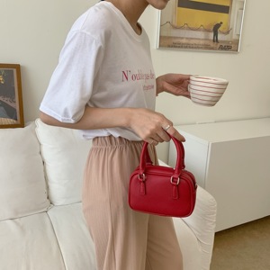 红色迷你小包包2023新款韩国复古奶奶包ins时尚手拎小圆包手机包
