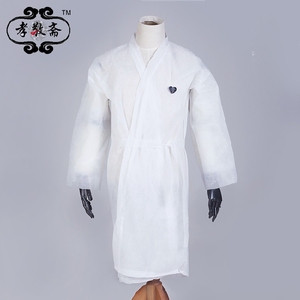无纺布孝衣孝服白大褂丧服衣服披麻戴孝和服有腰带帽子库房可定做