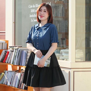 纤莉秀大码芷卉同款女装显瘦减龄上衣甜美荷叶边短衬衣修身时尚