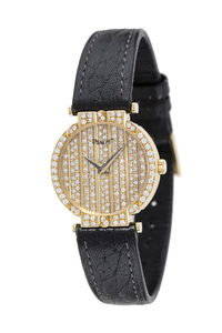 二手正品真品伯爵piaget手表18k金镶钻满天星皮带石英女瑞士腕表