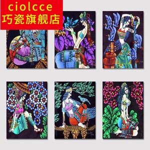 ty美女照片客厅装饰画傣族少数民族饭店无框画云南风格餐厅宾馆挂