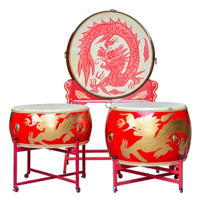 牛皮大鼓成人立式战鼓中国红鼓威风锣鼓儿童龙鼓高t音演出堂鼓扁