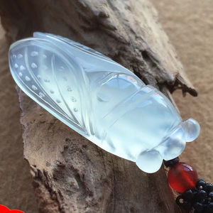 岫玉正品玉蝉吊坠一鸣惊人冰种玉石坠女天然岫岩玉知了蝉小挂件男