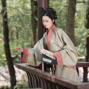 佛伦汉服双绕曲裾深衣《扶松》秦汉木俑男女春秋可来料非影楼古装