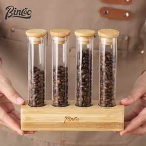 Bincoo咖啡储物豆展示架密封罐试管食品级透明瓶收纳玻璃罐子吧台