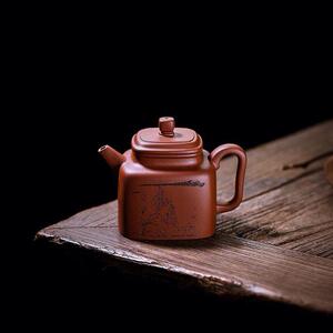 2021宜h兴【四方德钟】60目底槽清泥240cc9孔出水德钟壶紫砂壶