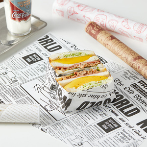 三明治包装纸热狗汉堡面包托盘垫纸烘焙甜品食品一次性打包油纸商
