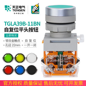 天正TGLA39B-11BN按钮开关平头自复位点动启动停止TGLA38红黄绿白