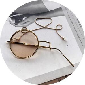 21新复古链条单框眼镜太阳单边适合镜片链子度数英伦风女款侧面装